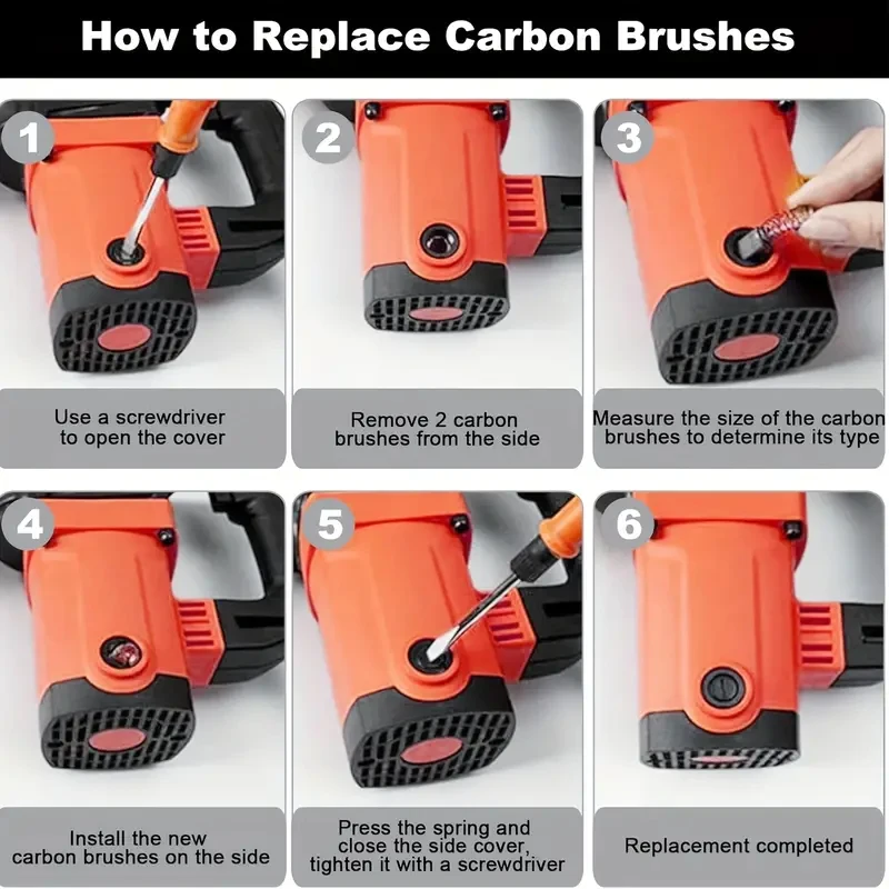 60-Piece Set of 10 Types of Motor Carbon Brush Replacement Kits for Power Tool Repair and Maintenance, Replacement Parts Suitable for Electric Drills, Angle Grinders, Hammer Motors, Impact Drills, and Circular Saws