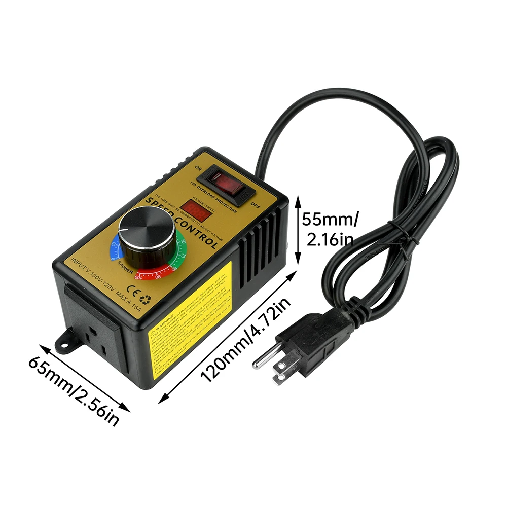 AC Motor Speed Controller 120V 15A 4000W with Overload Protection LED Display Fan Speed Controller Electronic Voltage Regulator
