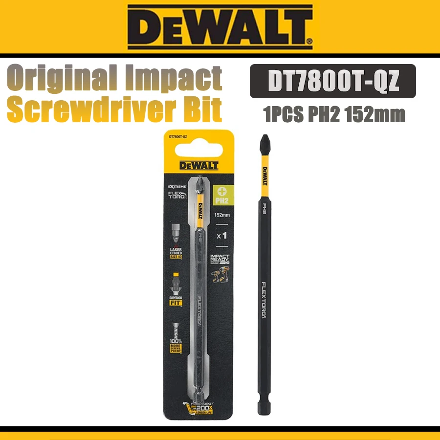 DEWALT 1/2/5/10PCS PH2 152mm Original Impact Screwdriver Bit High Hardness Electric Screwdrivers Drill Extended NO.DT7800T