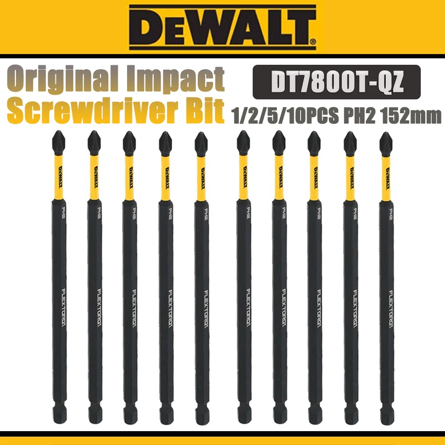 DEWALT 1/2/5/10PCS PH2 152mm Original Impact Screwdriver Bit High Hardness Electric Screwdrivers Drill Extended NO.DT7800T