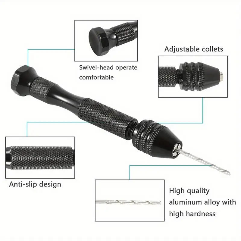 49pcs/set 0.2 To 3.4mm Mini Aluminum Hand Drill Bit Jewelry Craft Woodworking Manual Drilling Tool