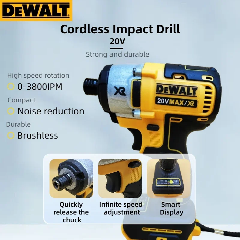 Dewalt DCD887 Electric Impact Driver Drill Speed Brushless motor Electric Screwdriver For Power Tools (bare machine)