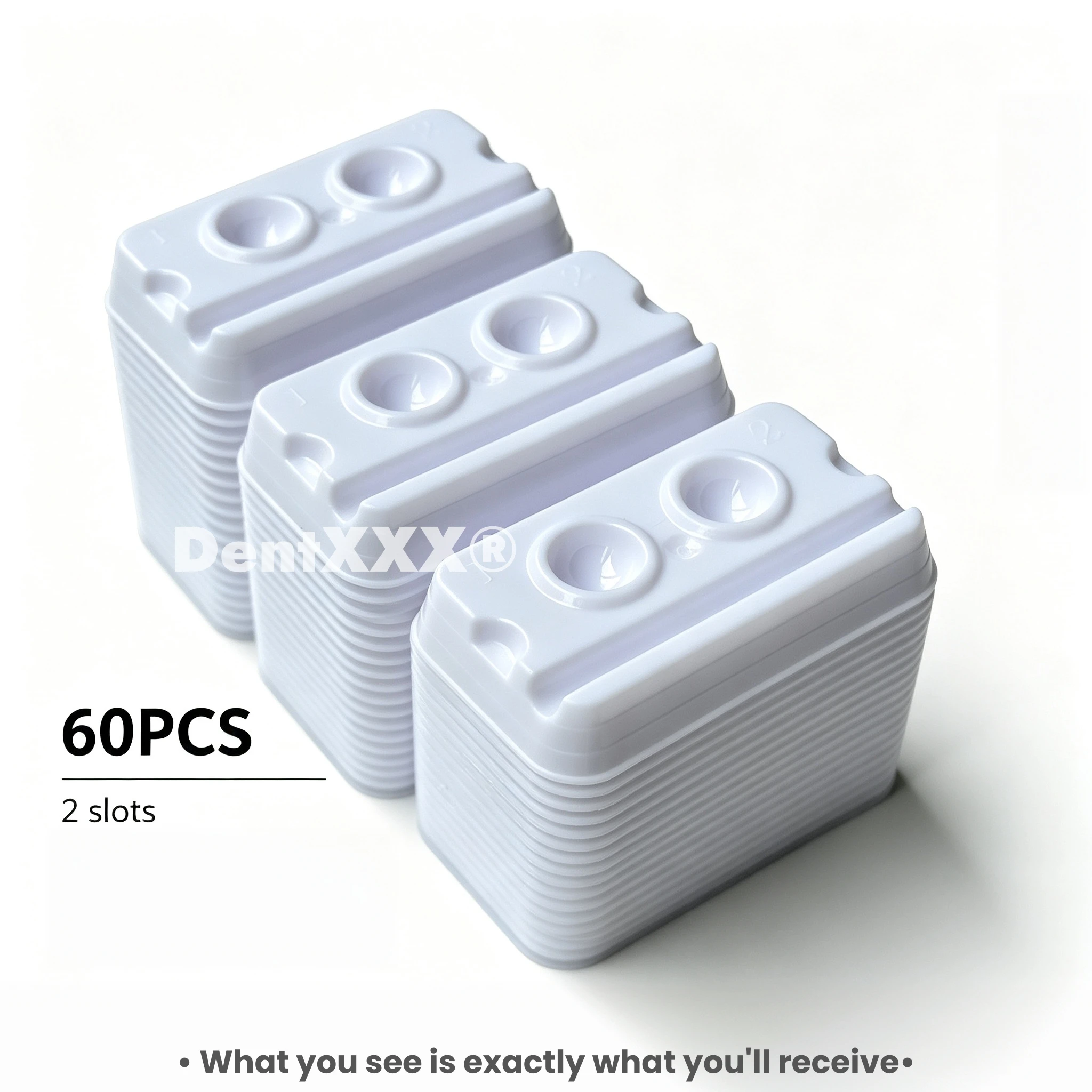 20/60/200PCS Disposable Mixing Wells, 2-Hole Mixing Applicator Trays, for Mixing Materials Pigment Cups Dental Plate Supplies