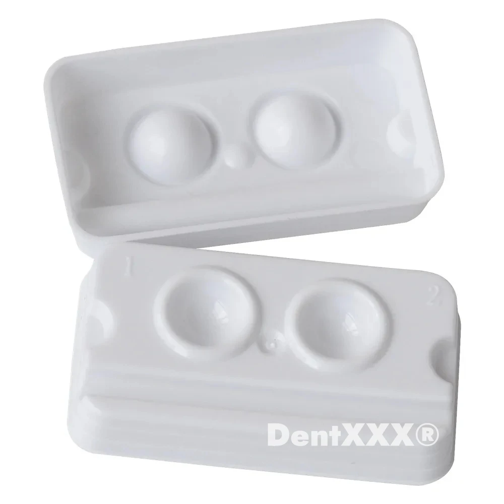 20/60/200PCS Disposable Mixing Wells, 2-Hole Mixing Applicator Trays, for Mixing Materials Pigment Cups Dental Plate Supplies