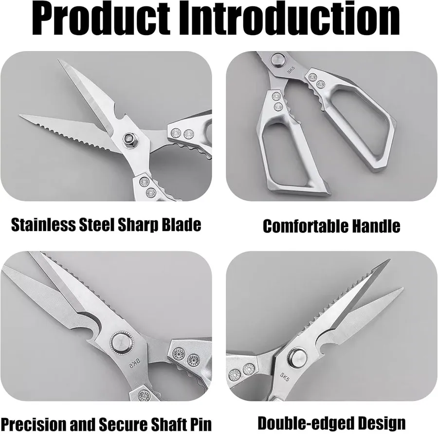 Kitchen scissors Multi-functional stainless steel household scissors for cutting chicken & fish special shears with Bone Cutter