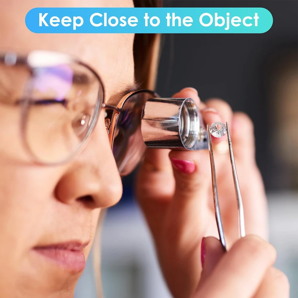 40X Pocket Loupe Magnifier Jewelry Magnifying Glass with Light LED/UV Illuminated Foldable Diamond Lupa Jewelers Eye Glass Tools