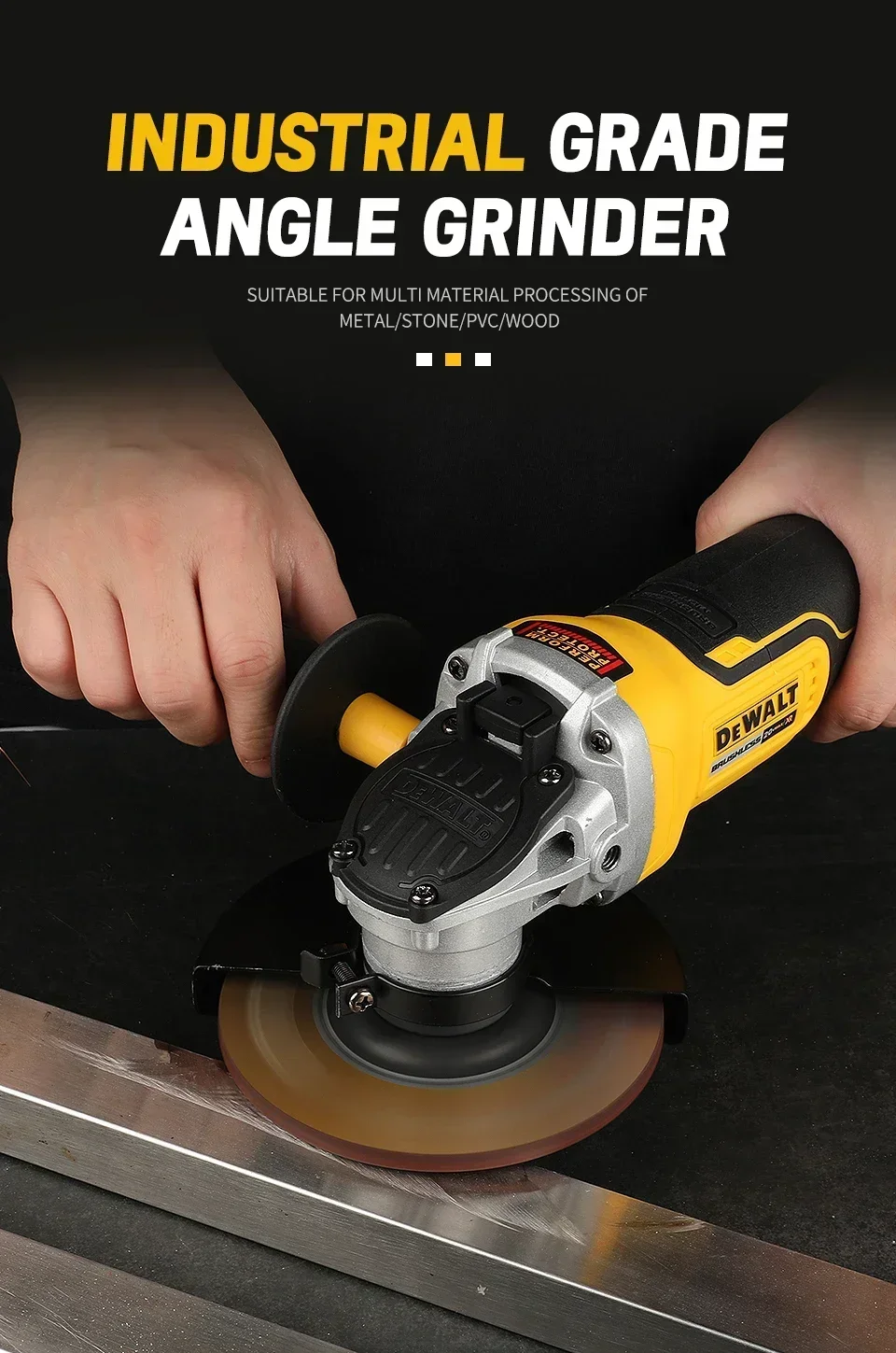 Dewalt DCG406 125MM Brushless Angle Grinder 9000RPM Cordless Cutting Machine Impact Polisher Machine Rechargeable Power Tool