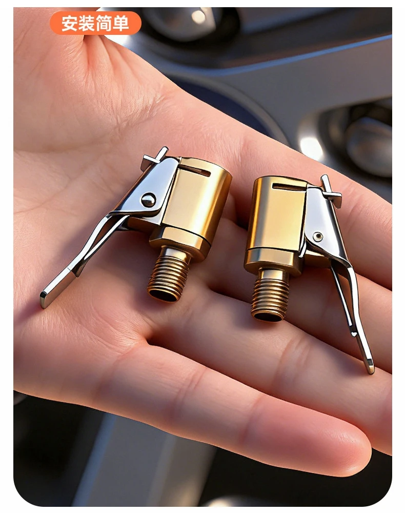 Locking Tire Air Chuck,Brass Tire Inflation Hose Adapter,Tire Nozzle With Tire Valve Threads,Unscrewed Connection Converted
