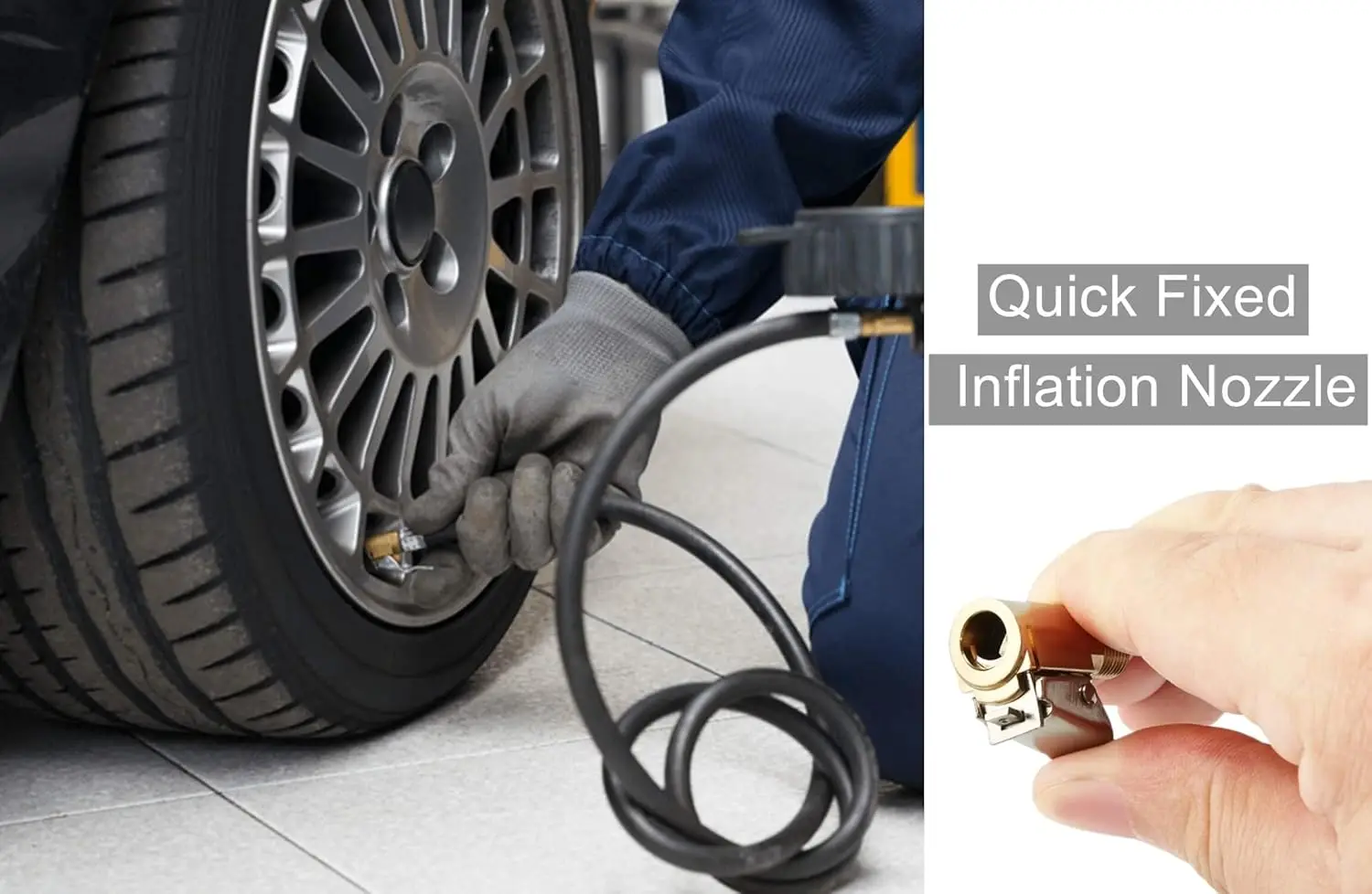 Locking Tire Air Chuck,Brass Tire Inflation Hose Adapter,Tire Nozzle With Tire Valve Threads,Unscrewed Connection Converted