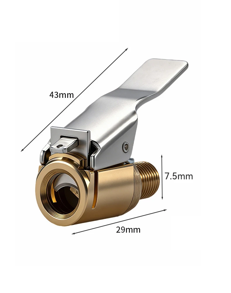 Locking Tire Air Chuck,Brass Tire Inflation Hose Adapter,Tire Nozzle With Tire Valve Threads,Unscrewed Connection Converted