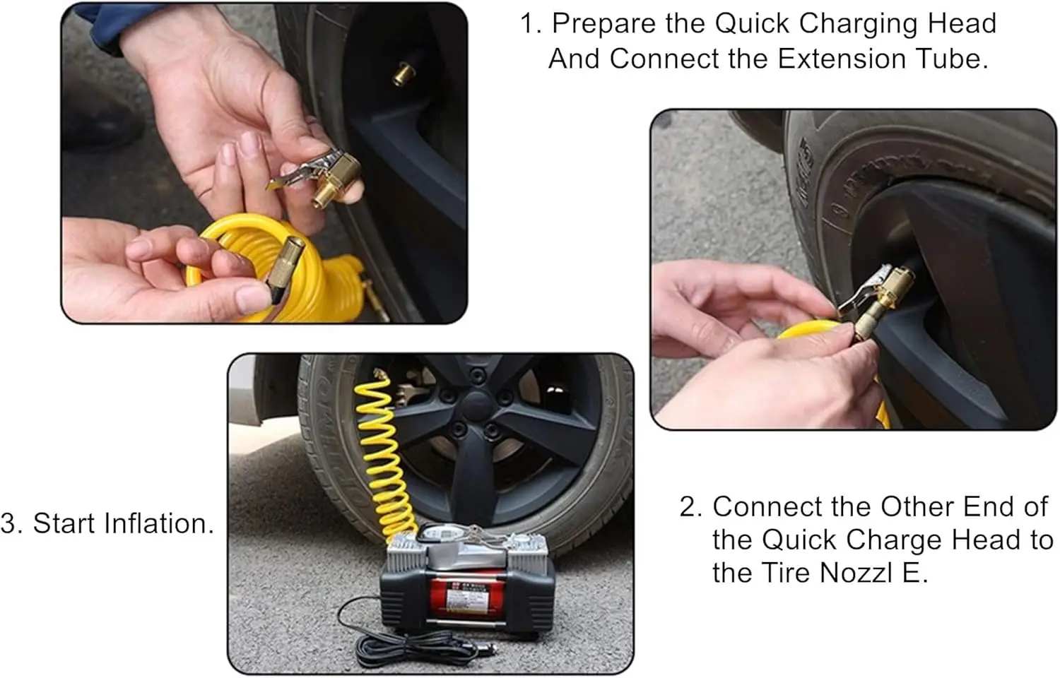 Locking Tire Air Chuck,Brass Tire Inflation Hose Adapter,Tire Nozzle With Tire Valve Threads,Unscrewed Connection Converted