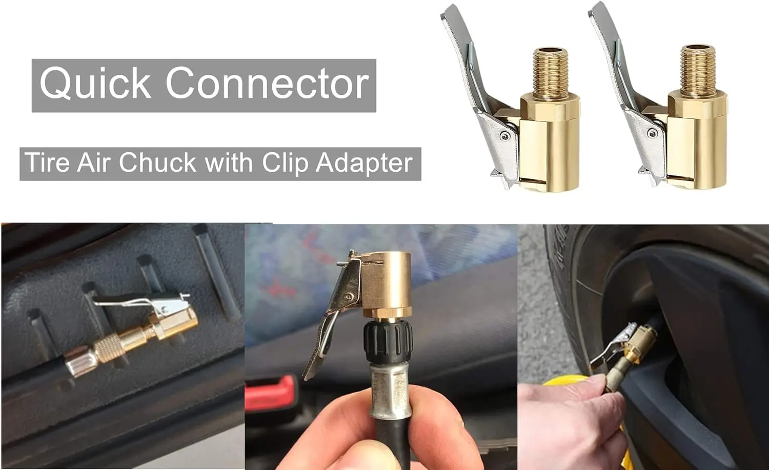 Locking Tire Air Chuck,Brass Tire Inflation Hose Adapter,Tire Nozzle With Tire Valve Threads,Unscrewed Connection Converted