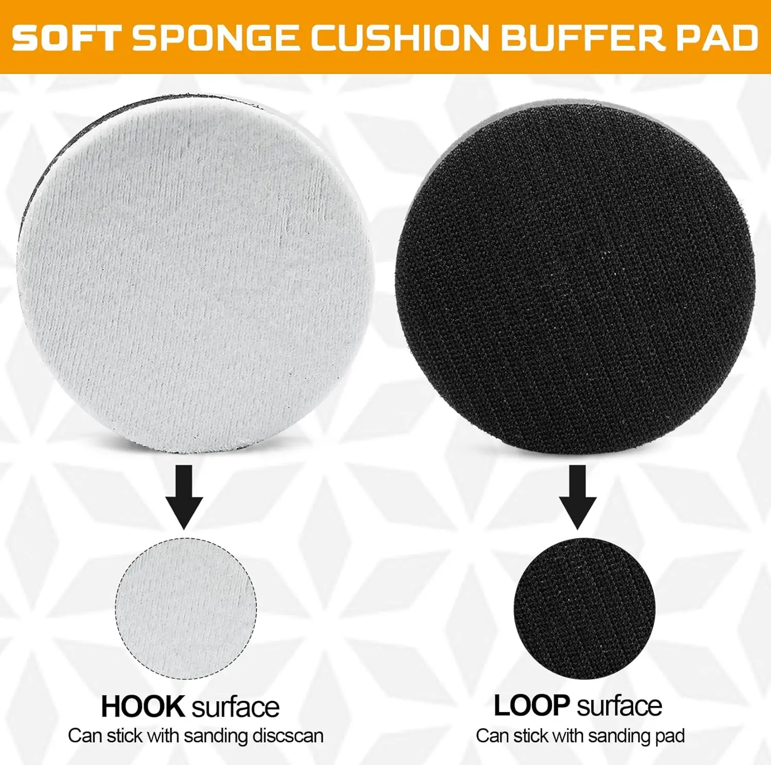3Pk Hook & Loop Soft Foam Buffing Pads 3" (75mm) Sponge Cushion Backing Pad for Sanding Pad