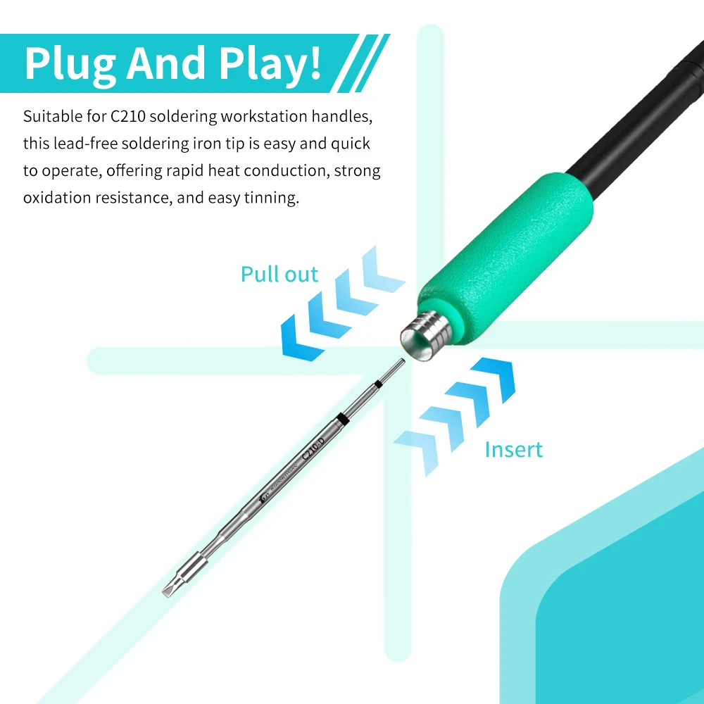 HZY C210 Series Soldering Iron Tips C210-K/SK/I/IS/D/C/B/S/KU/U Welding Iron Head for JBC Sugon T26 T26D T3602 Soldering Station