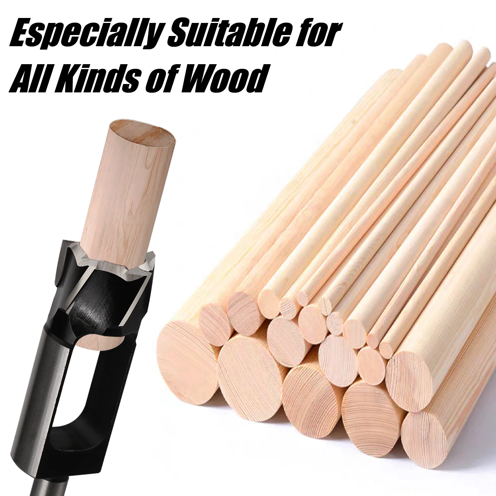 Wood Plug Drill 8-60mm Tenon Dowel Drill Bit Tenon Maker Tapered Plug Hole Cutter Round Bar Hole Drill Bit for Woodworking