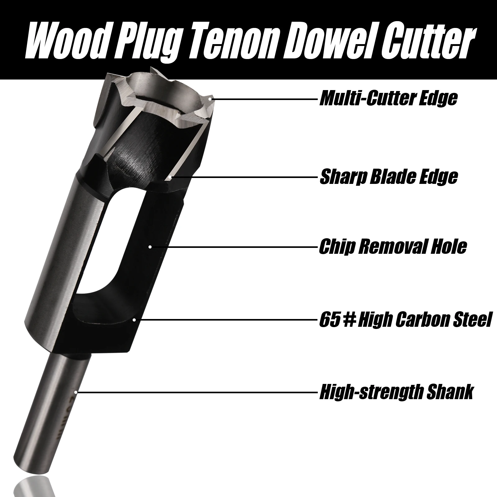 Wood Plug Drill 8-60mm Tenon Dowel Drill Bit Tenon Maker Tapered Plug Hole Cutter Round Bar Hole Drill Bit for Woodworking