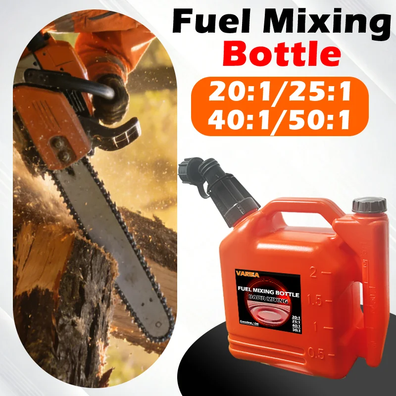 VARIEA-2.0L Dual-Port Two-Stroke Fuel Mixing Bottle, Engine Mixing Container, Fuel Ratios 20:1/25:1/40:1/50:1