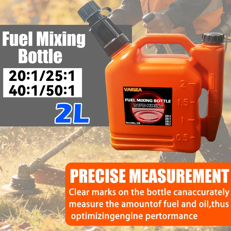 VARIEA-2.0L Dual-Port Two-Stroke Fuel Mixing Bottle, Engine Mixing Container, Fuel Ratios 20:1/25:1/40:1/50:1