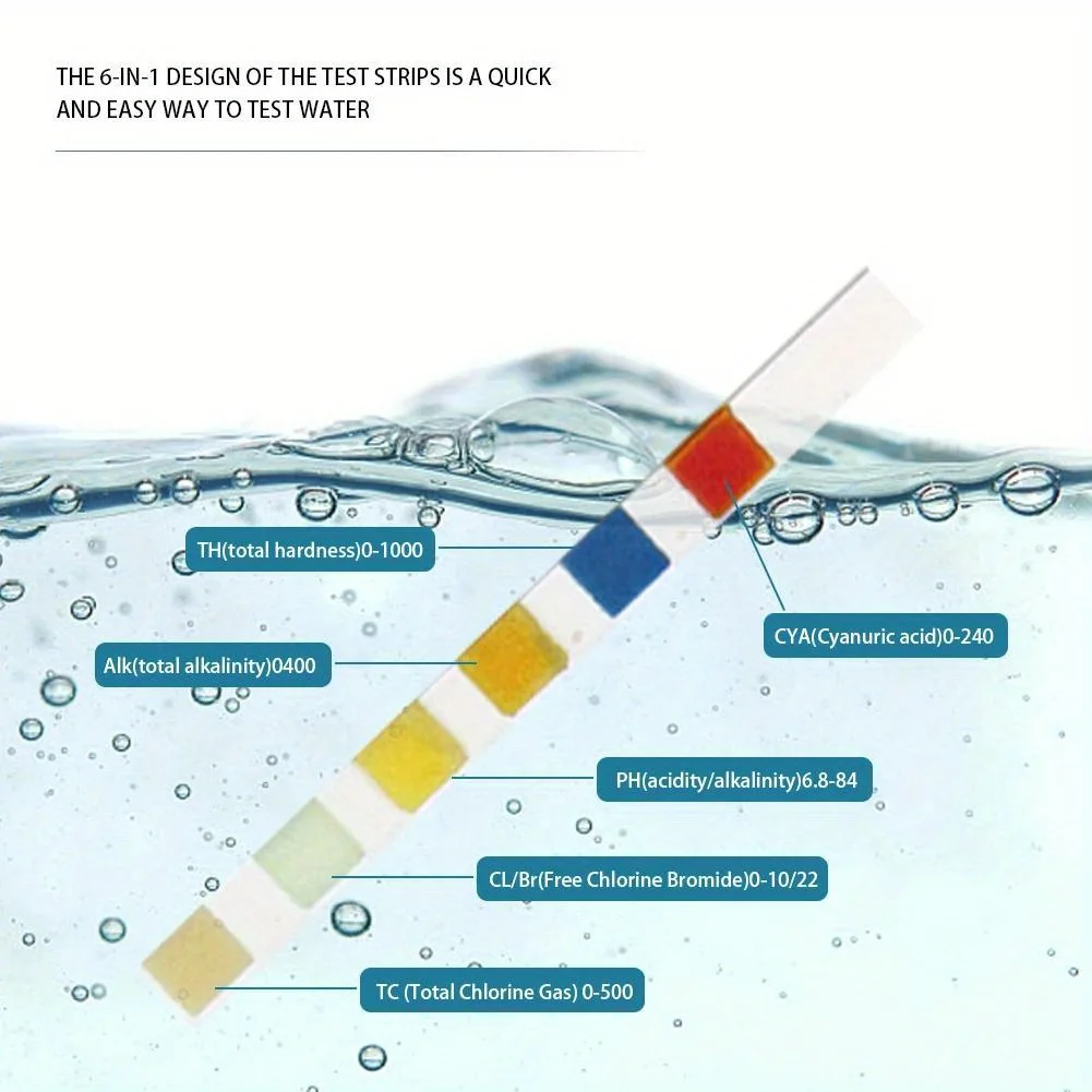 50/100pcs 3/6/7 in 1 Swimming Pool PH Test Strips Multi-purpose Chlorine Bromine Test Strips for Aquariums Water Quality Testers