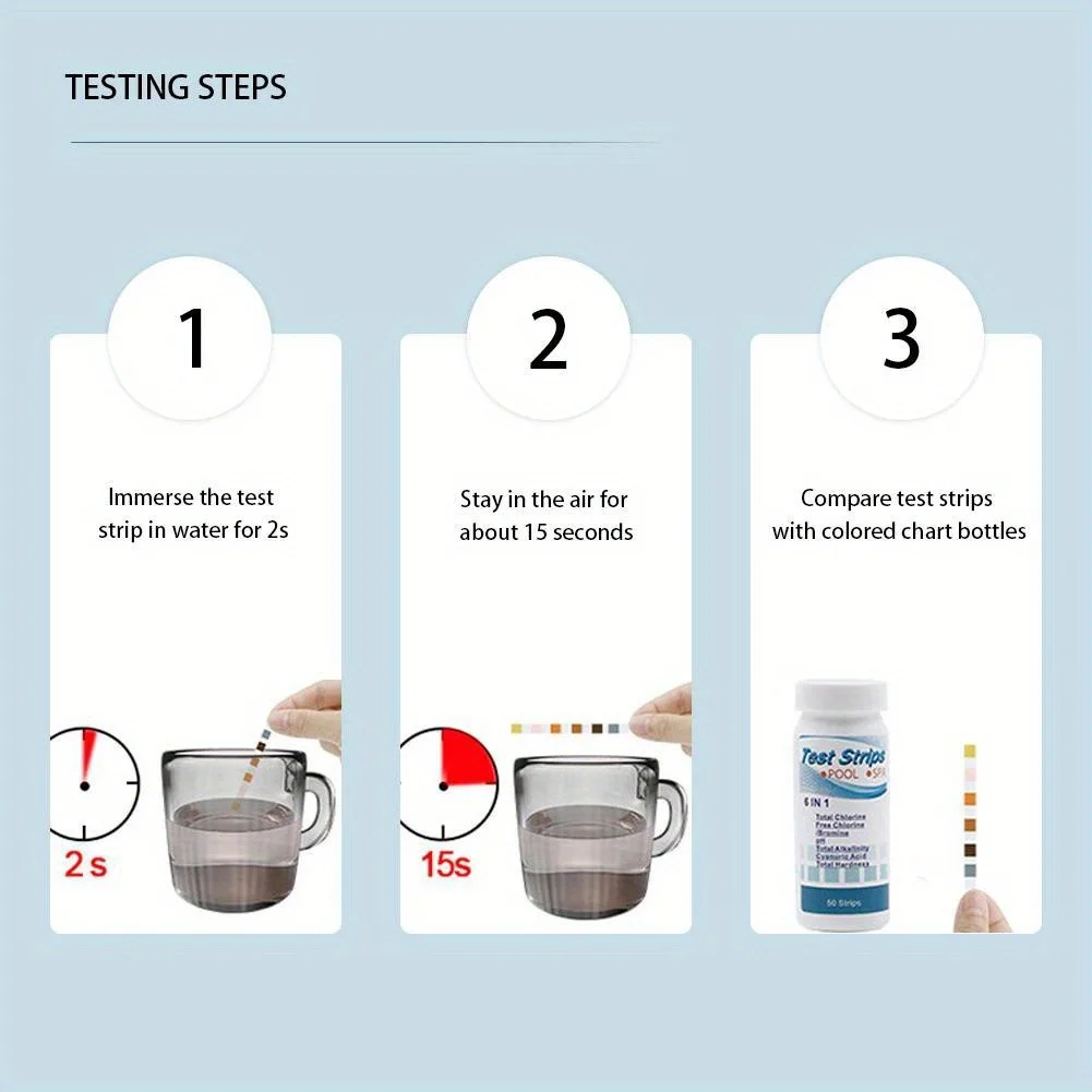 50/100pcs 3/6/7 in 1 Swimming Pool PH Test Strips Multi-purpose Chlorine Bromine Test Strips for Aquariums Water Quality Testers
