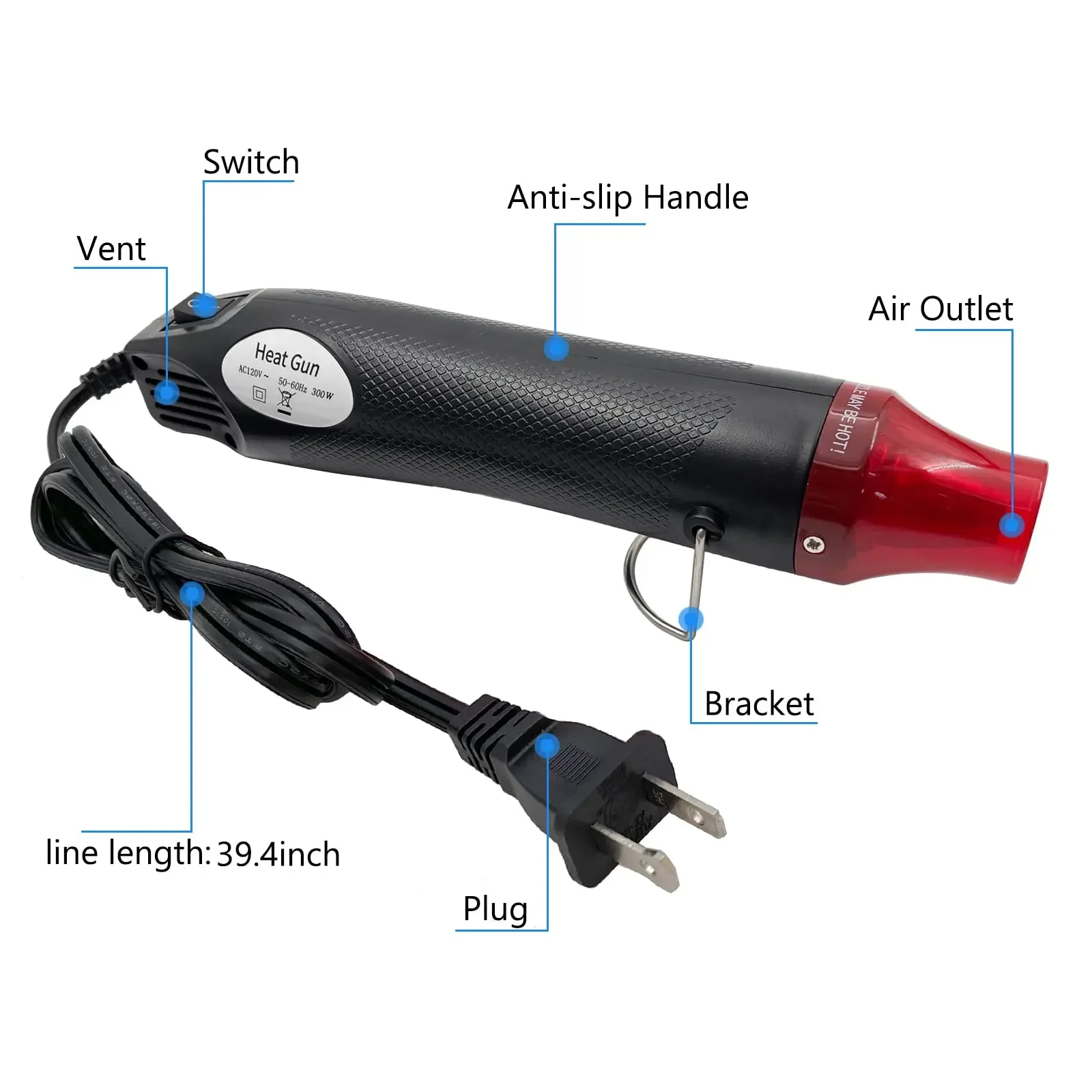 110V/220V US EU Standard Hot Air Gun Mobile Phone Repair Tool Hair Dryer Welding Support Seat Shrink Plastic Air Heat Gun 300W