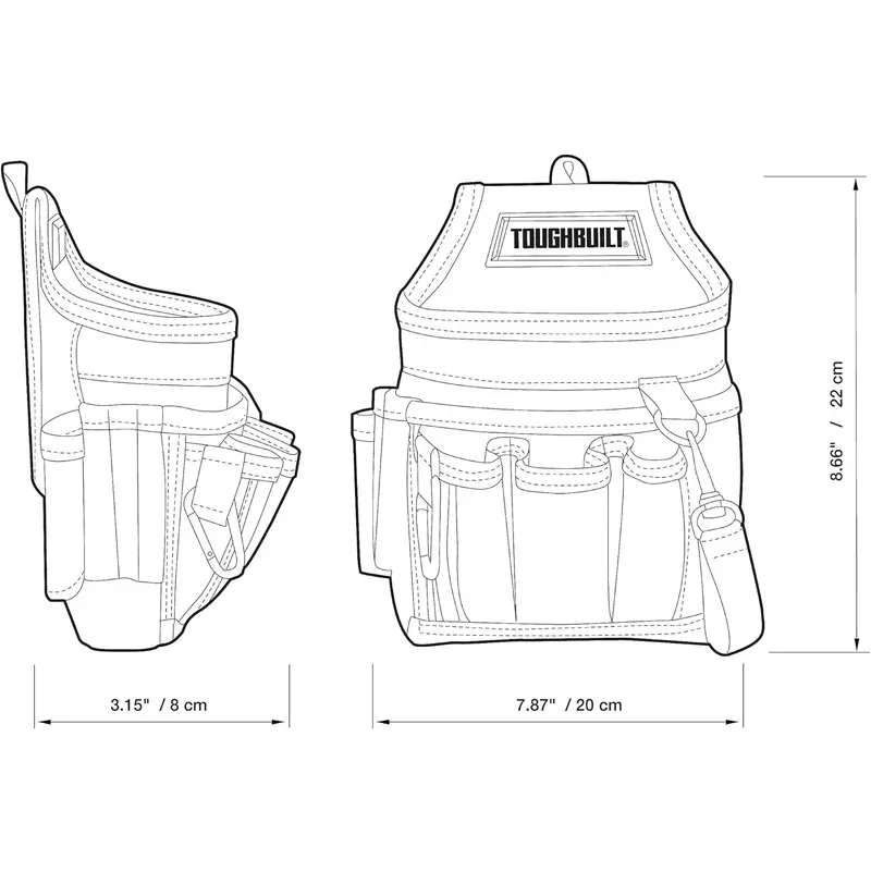 TOUGHBUILT TB-229 Electrician Pouch  Wear Resistant Portable With Soft Padded Waist Belt Shoulder Strap ToolBag