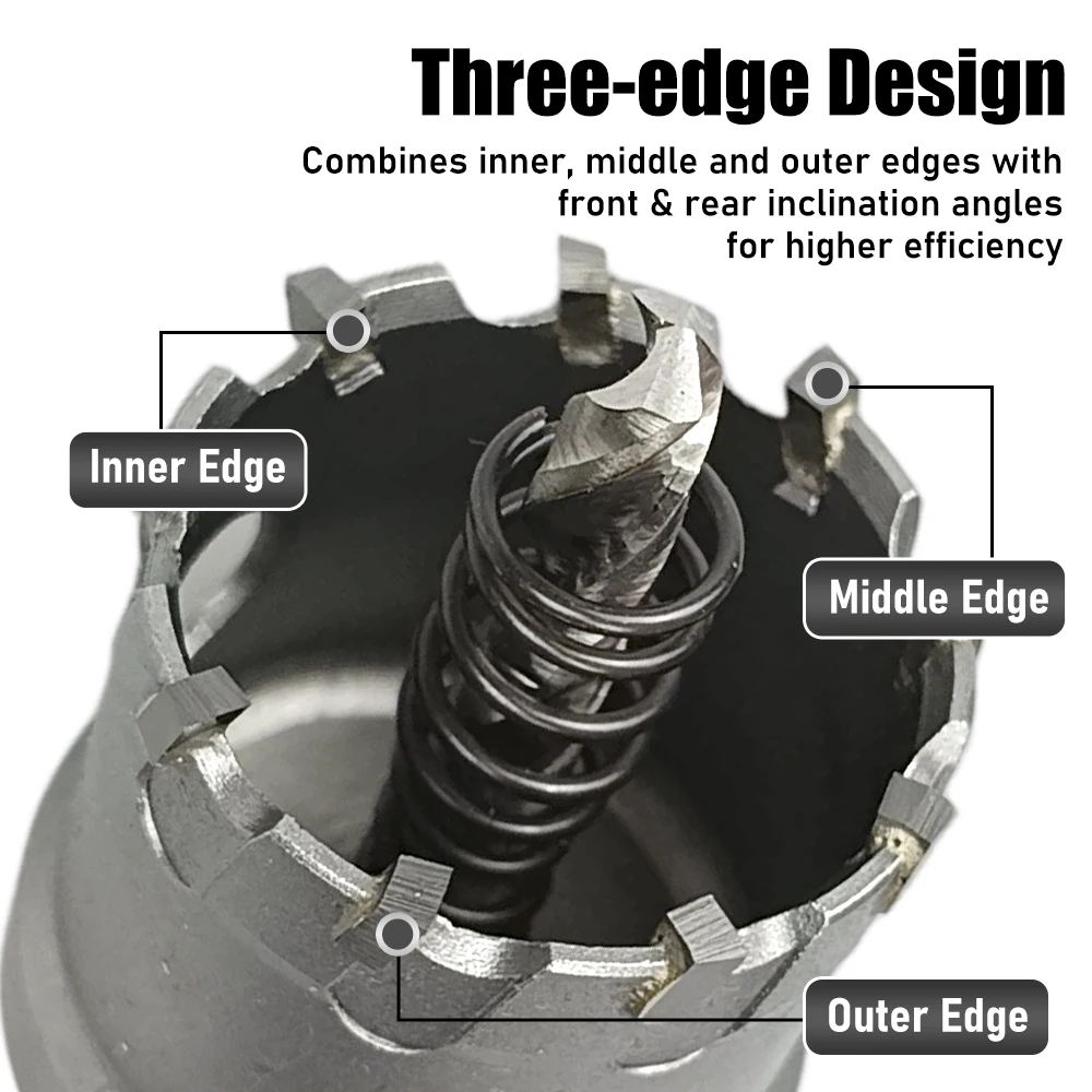 1Pc TCT Hole Saw, 12‑100mm Tungsten Carbide Tipped Hole Cutter for Cutting & Drilling Metal, Stainless Steel, Alloy Steel