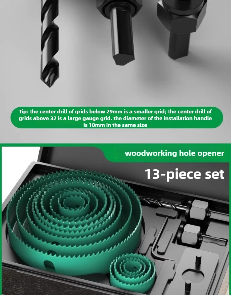BAOLIAN Hole Saw Set, Metal Core, 19-64/64-127/19-127mm Saw Cup Wood Crown, Drill Bit for Wood, Woodworking Tools