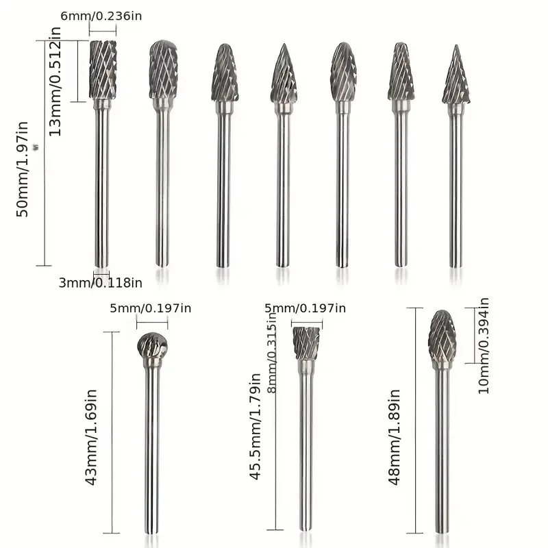 10pcs Tungsten Alloy Router Bit Set | Single Flute Rotary Bits for Grinding Polishing Carving, Metal Wood Stone Tool Durable