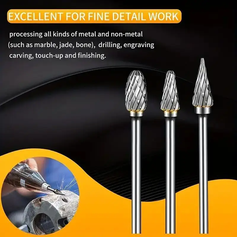 10pcs Tungsten Alloy Router Bit Set | Single Flute Rotary Bits for Grinding Polishing Carving, Metal Wood Stone Tool Durable