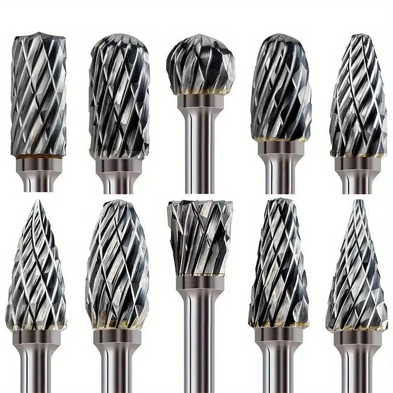 10pcs Tungsten Alloy Router Bit Set | Single Flute Rotary Bits for Grinding Polishing Carving, Metal Wood Stone Tool Durable