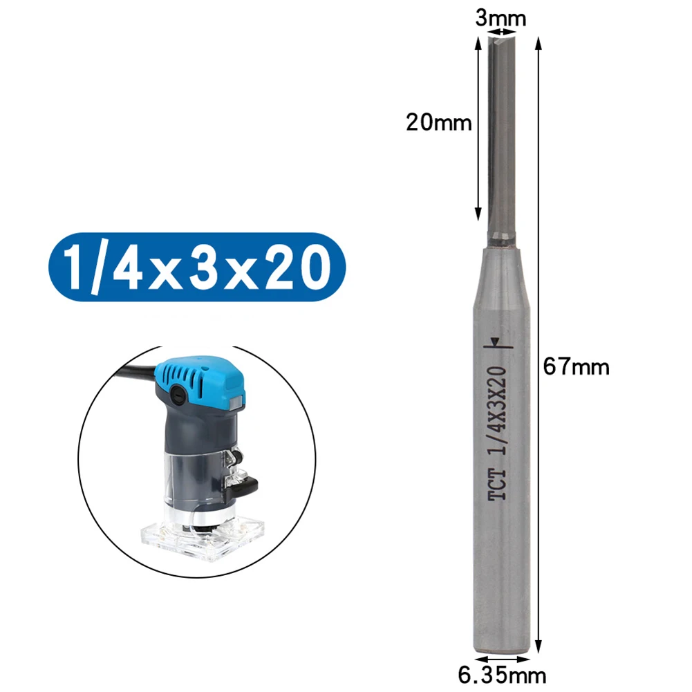 1PC Milling Cutters 3mm TCT Carbide Straight Blade For Trimmers For Paint-free Boards MDF Particleboard Cutting Woodworking Tool