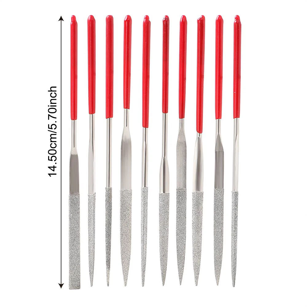 DIYWORK for Ceramic Glass Gem Stone Hobbies and Crafts MTS013 140mm Diamond Coated 10Pcs Hand Tools Mini Needle File Set