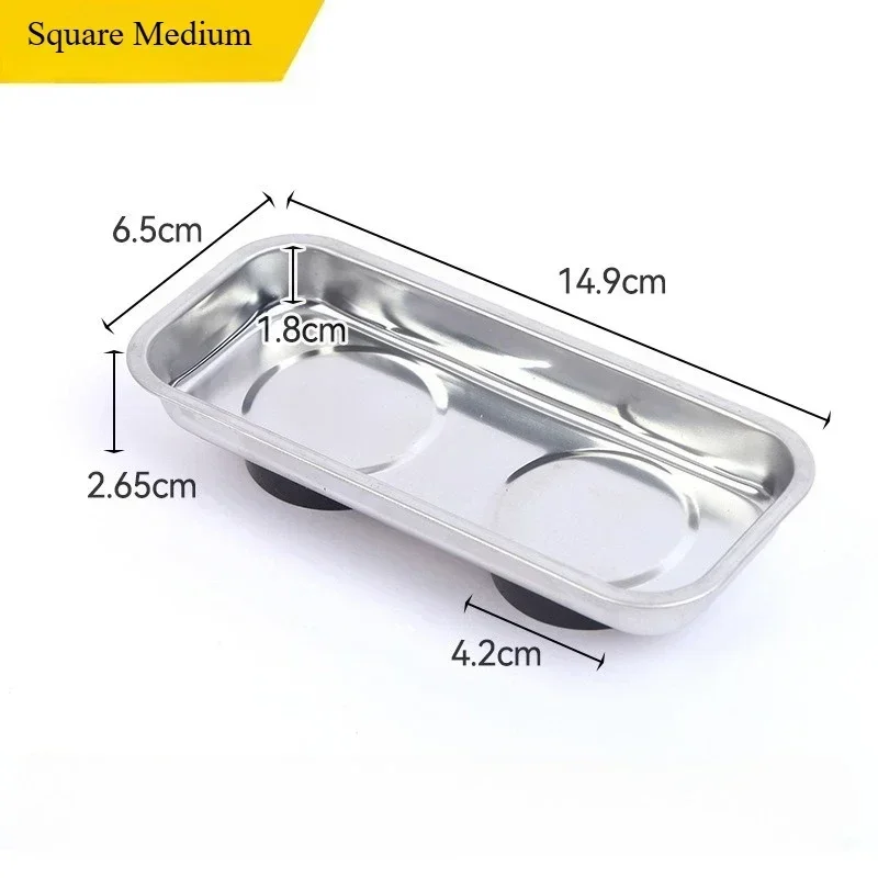 Round Square Magnetic Bowl, Stainless Steel Parts Tray, Durable, Holds Screws Nuts Bolts, Easy Access, Prevents Loss, Workshop