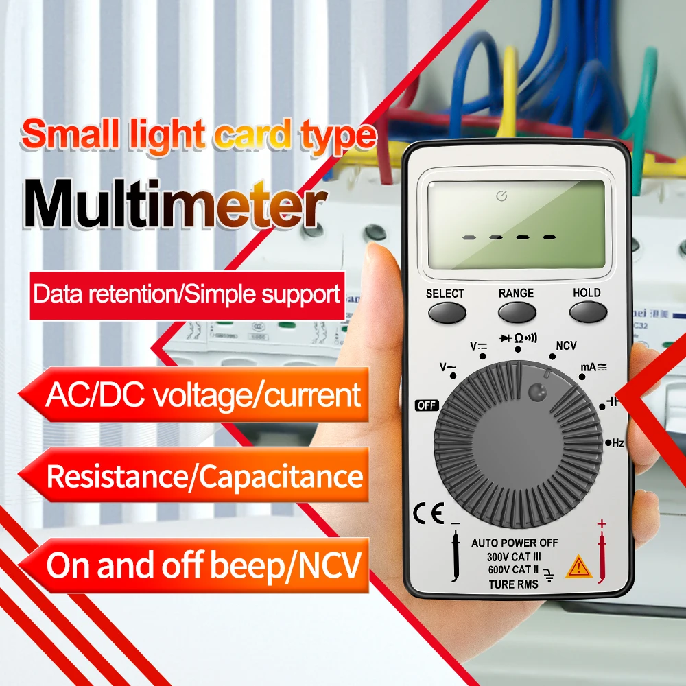 AN101 Mini Digital Multimeter 4000Count T-RMS AC/DC NCV Capacitance Ammeter Voltmeter Tester Multimetro Digital Profesional Test