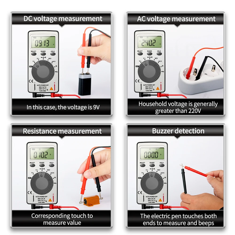 AN101 Mini Digital Multimeter 4000Count T-RMS AC/DC NCV Capacitance Ammeter Voltmeter Tester Multimetro Digital Profesional Test