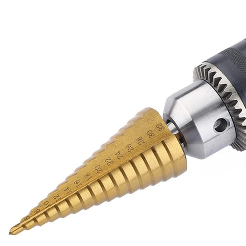 High-Speed Steel Titanium-Coated Drill Bit, a Conical Drilling Tool Used for Metal and Wood Processing
