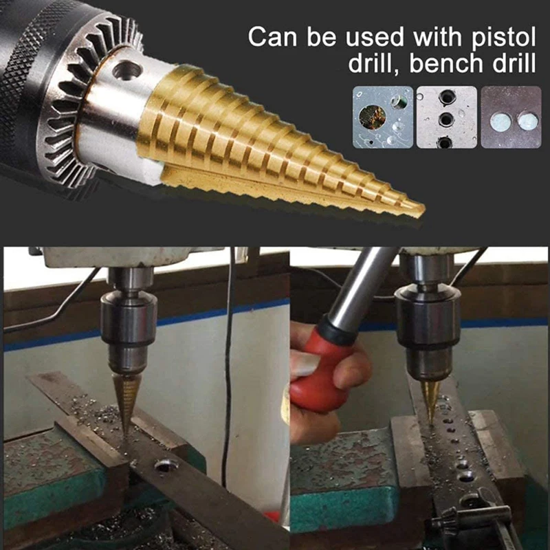 High-Speed Steel Titanium-Coated Drill Bit, a Conical Drilling Tool Used for Metal and Wood Processing