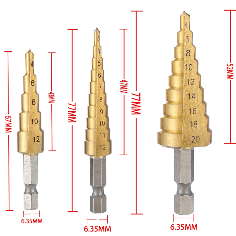 High-Speed Steel Titanium-Coated Drill Bit, a Conical Drilling Tool Used for Metal and Wood Processing