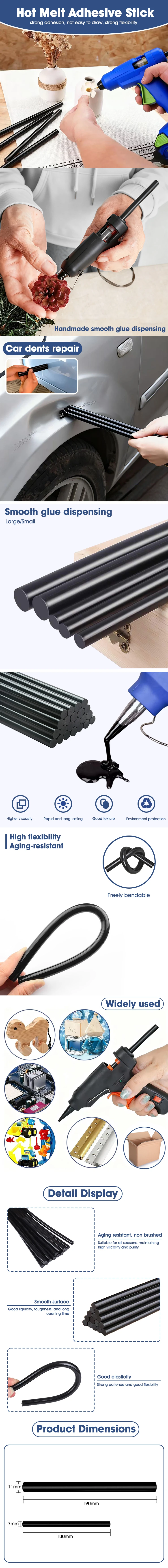 10/20/50pcs Black Hot Melt Glue Car Dent Repair Adhesive Sticks Home DIY Tools for Hot Melt Glue Craft Album Repair Glue Stick