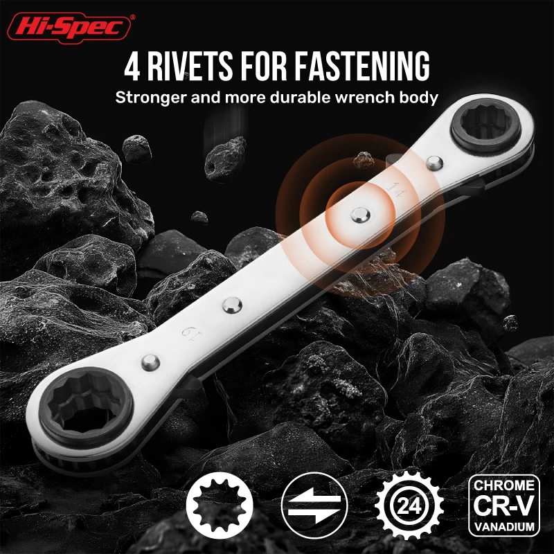 4-in-1 Quad-Size Ratchet Wrench Multi-Head Adjustable Socket Spanner Professional CR-V Steel Hand Tool for Rapid Fastening