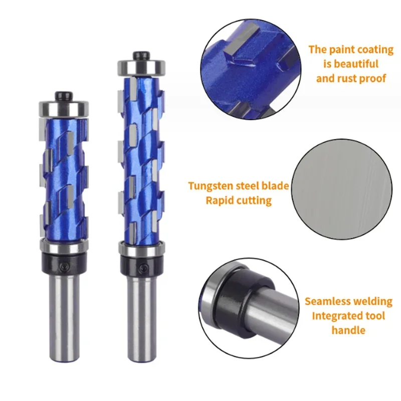 Carbide Milling Cutter 12mm 1/2" Shank Flush Carbide End Mill Solid Spiral Double Bearing CNC Router Machine Bit For Wood