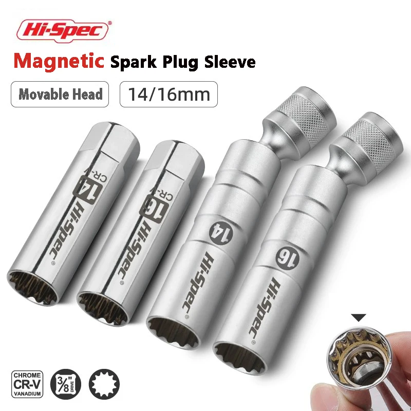 Hi-Spec Magnetic Universal Spark Plug Socket Wrench 14/16mm Install Replace Car Repair Kit Spark Plug Removal For Car Repair