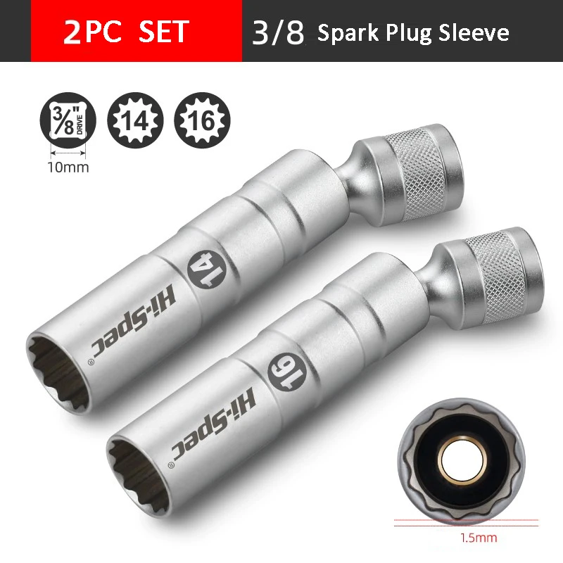 Hi-Spec Magnetic Universal Spark Plug Socket Wrench 14/16mm Install Replace Car Repair Kit Spark Plug Removal For Car Repair
