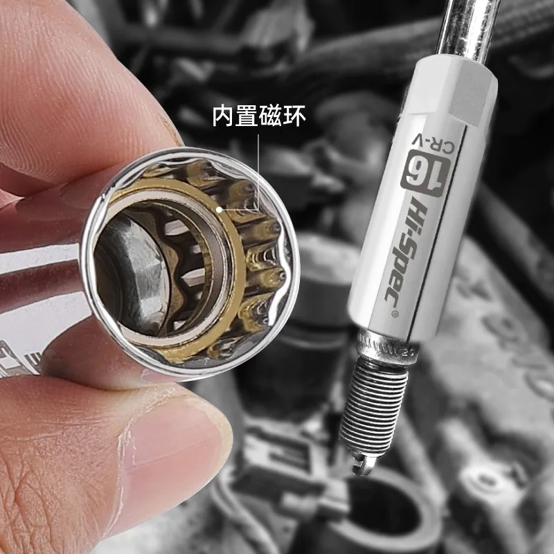 Hi-Spec Magnetic Universal Spark Plug Socket Wrench 14/16mm Install Replace Car Repair Kit Spark Plug Removal For Car Repair