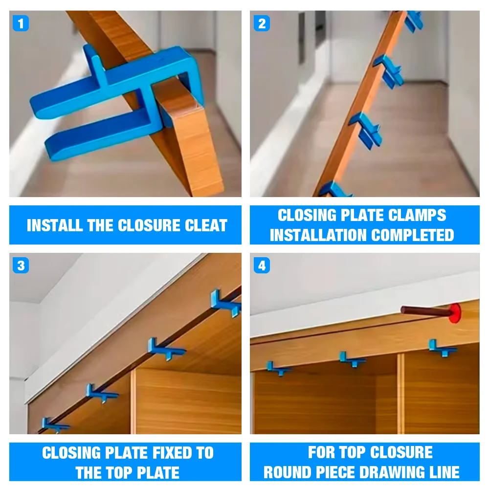 16-18MM Wooden Board Install Closing Fixed Clip, Wardrobe/Kitchen Cabinet Scribe Tool, Woodworking Jigs Set, for Cutting/Marking