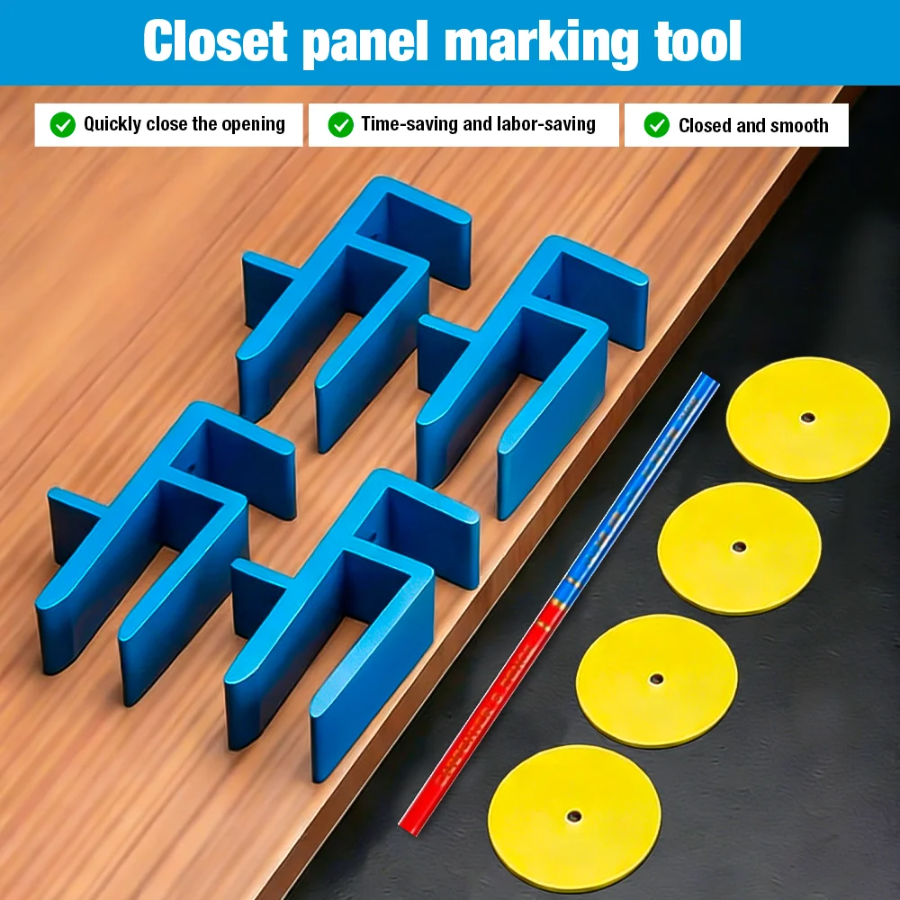 16-18MM Wooden Board Install Closing Fixed Clip, Wardrobe/Kitchen Cabinet Scribe Tool, Woodworking Jigs Set, for Cutting/Marking