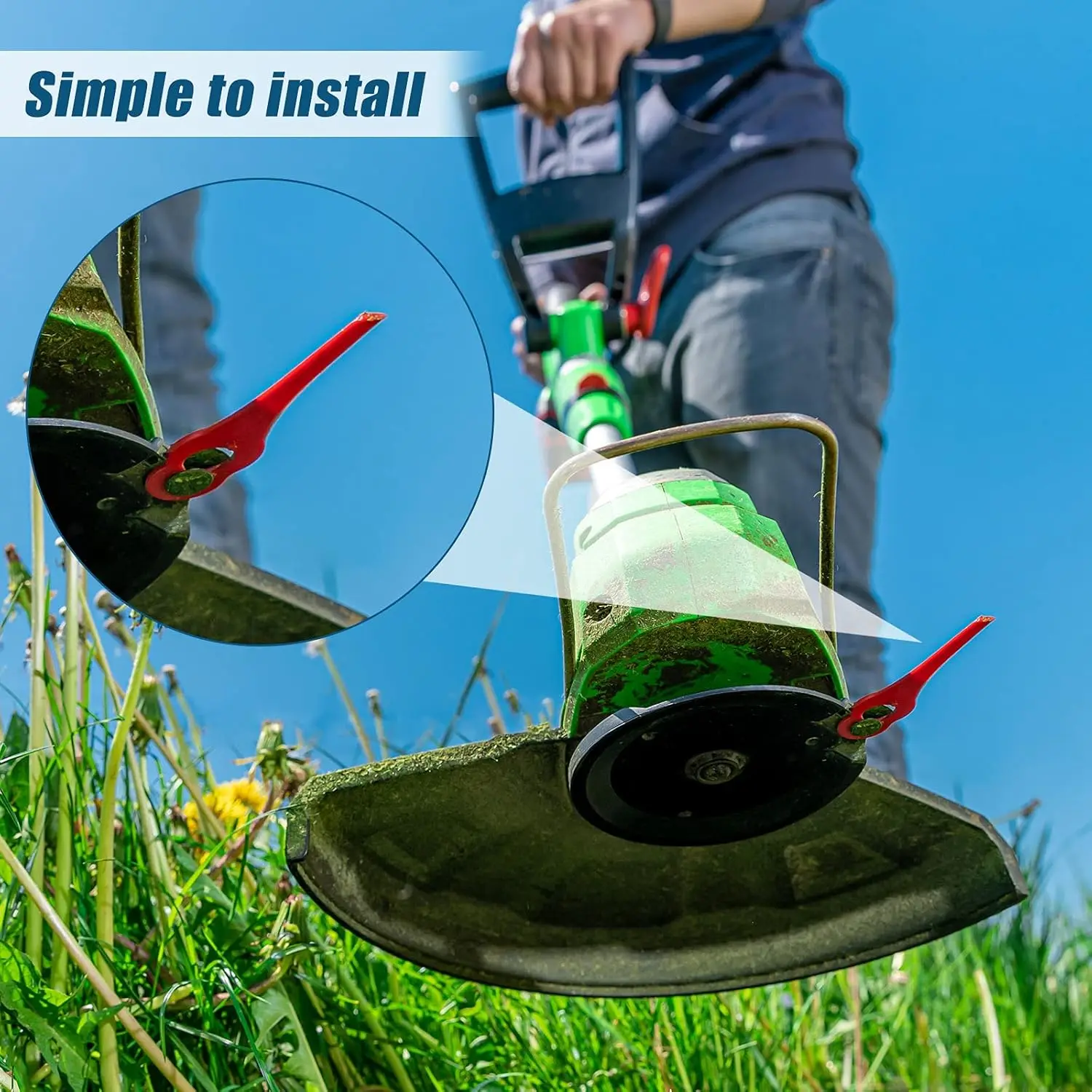 Rafford 100 Pcs Plastic Trimmer Blades Replacement Mowing Grass Trimmer Nylon Blades Compatible with 2-2 3-2 FSA 45 57 FSE 52