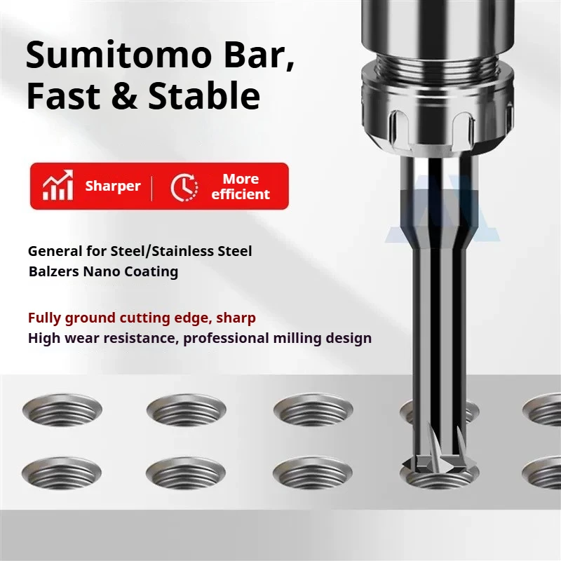 1 Tooth Carbide Milling Thread Endmills 1 Tooth Thread Milling Cutter Tungsten Carbide Steel M0.8 M0.9 M1 M2 M3 M4 M5 M6 M8-M30