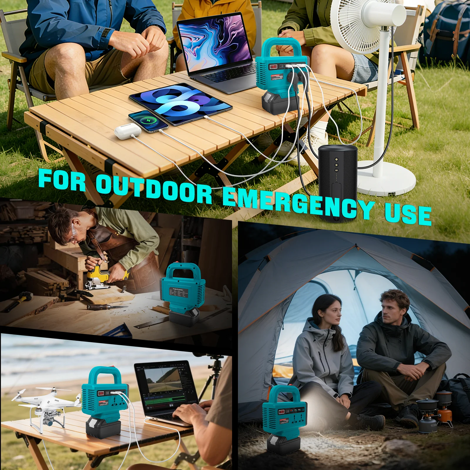 150W Portable Power Inverter for Makita 18V Battery DC 18V to AC 110V 220V Converter Power Station Outdoor Camping Emergency Use